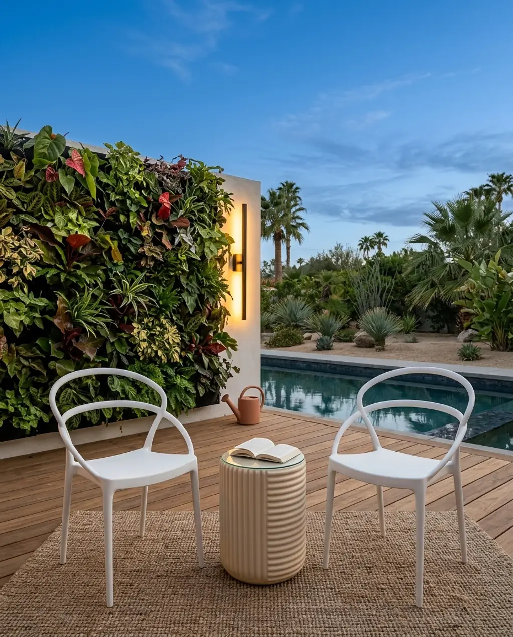 Outdoor Living Room with Green Wall Feature