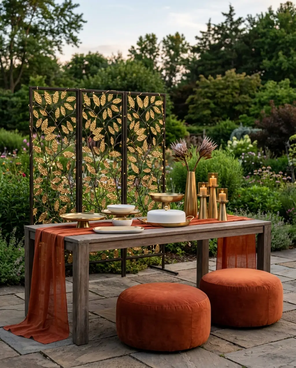 Glamorous Gold-Accented Screen Fence for Outdoor Parties