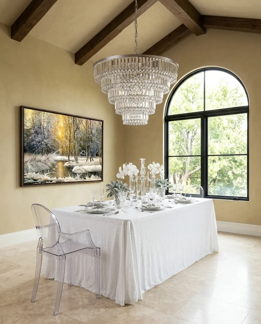 Winter Wonderland Indoor Wedding Scene — Luxury Version