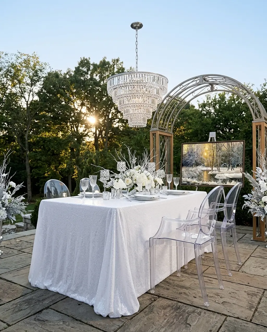 Winter Wonderland Indoor Wedding Scene — Budget Version