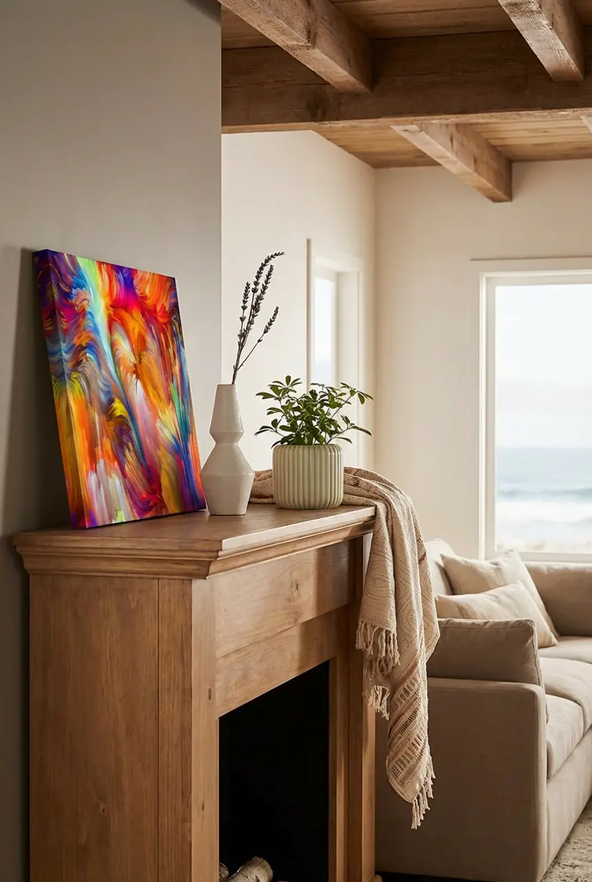 Curated Eclectic Mantle with Mixed Textures and Personal Touches 2026