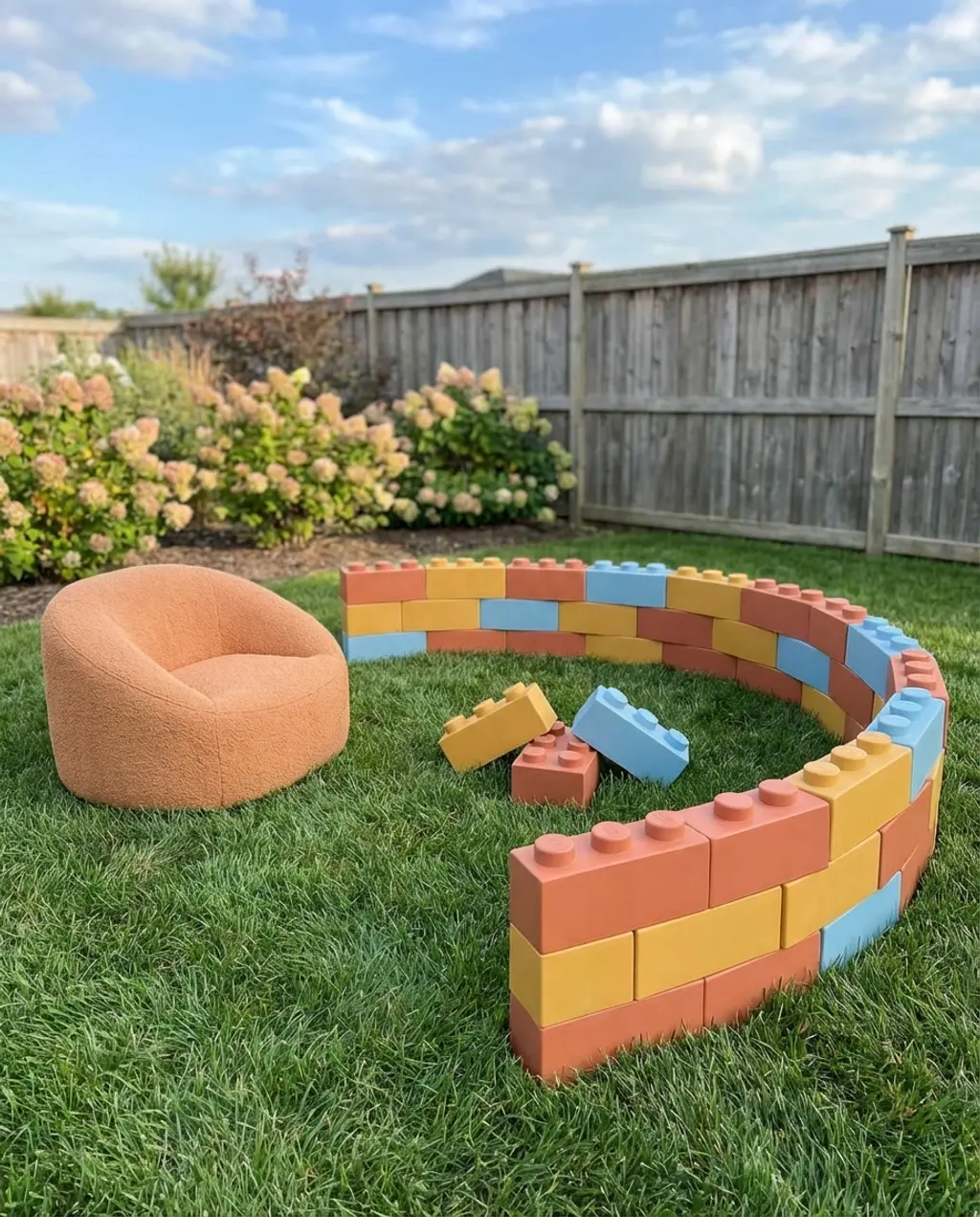 Colorful Kids' Play Fence with Giant Building Blocks