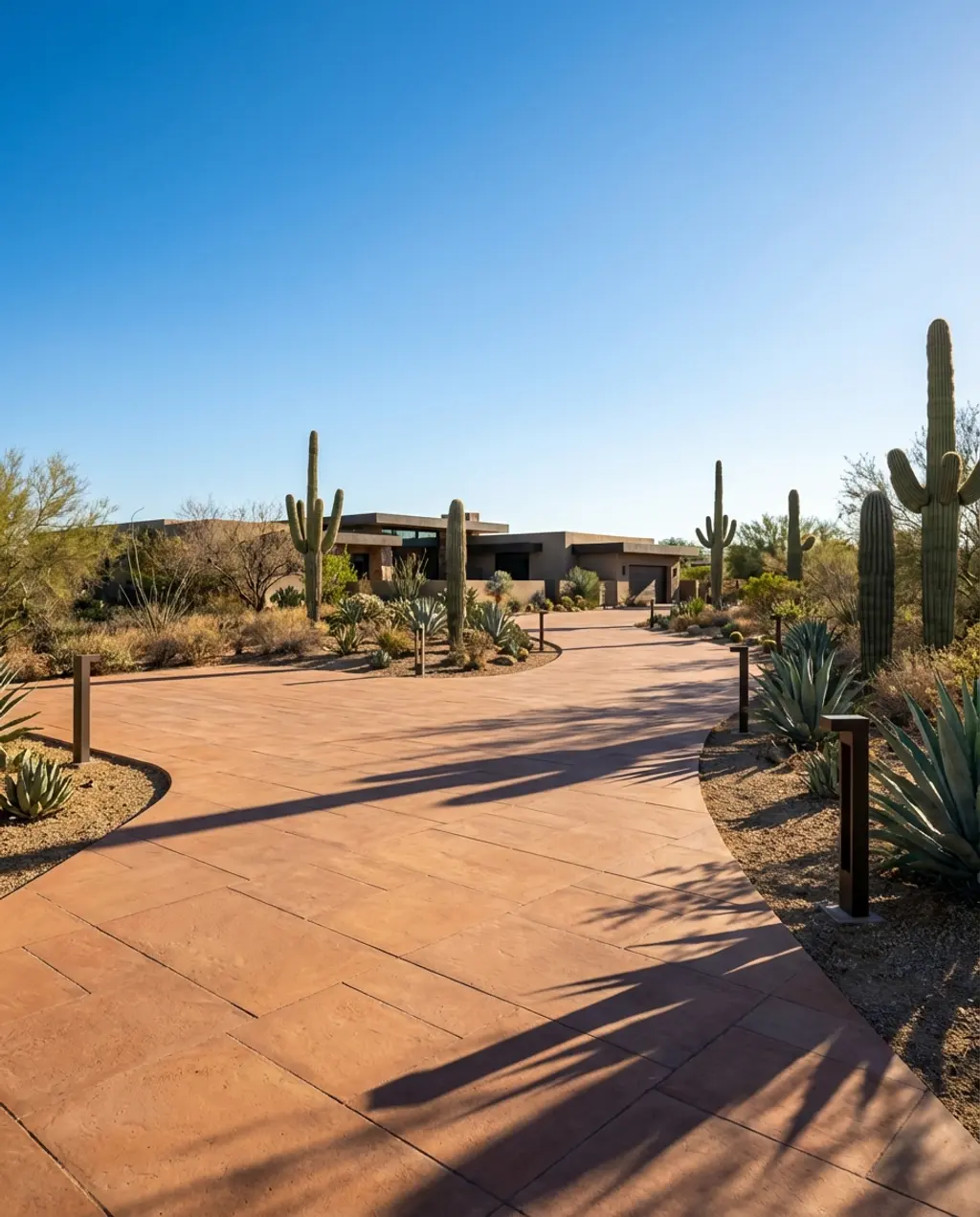 Large Properties Driveway with Multiple Parking Zones and Lights — Luxury Version