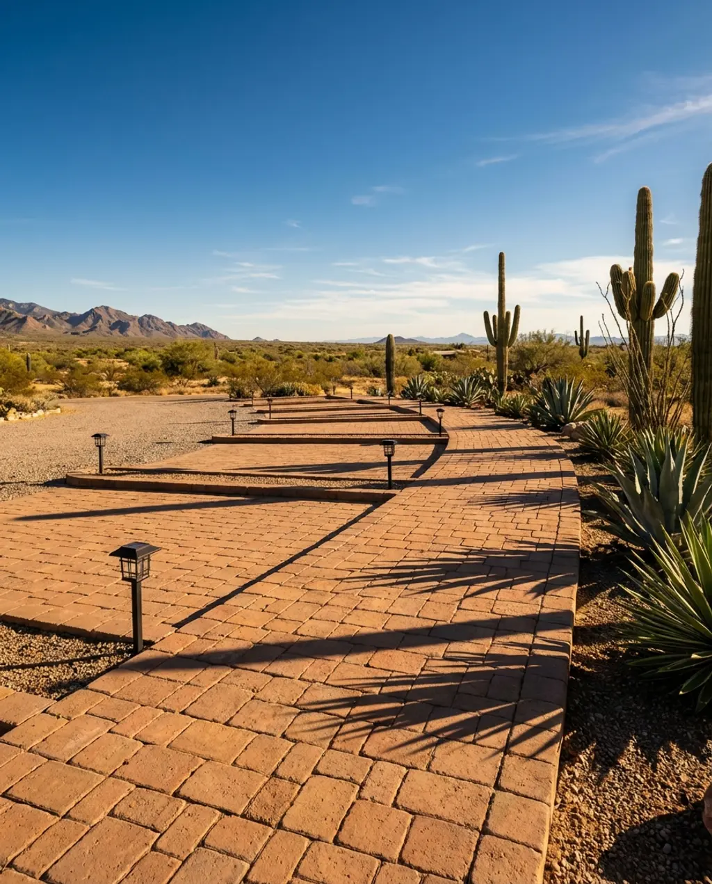 Large Properties Driveway with Multiple Parking Zones and Lights — Budget Version