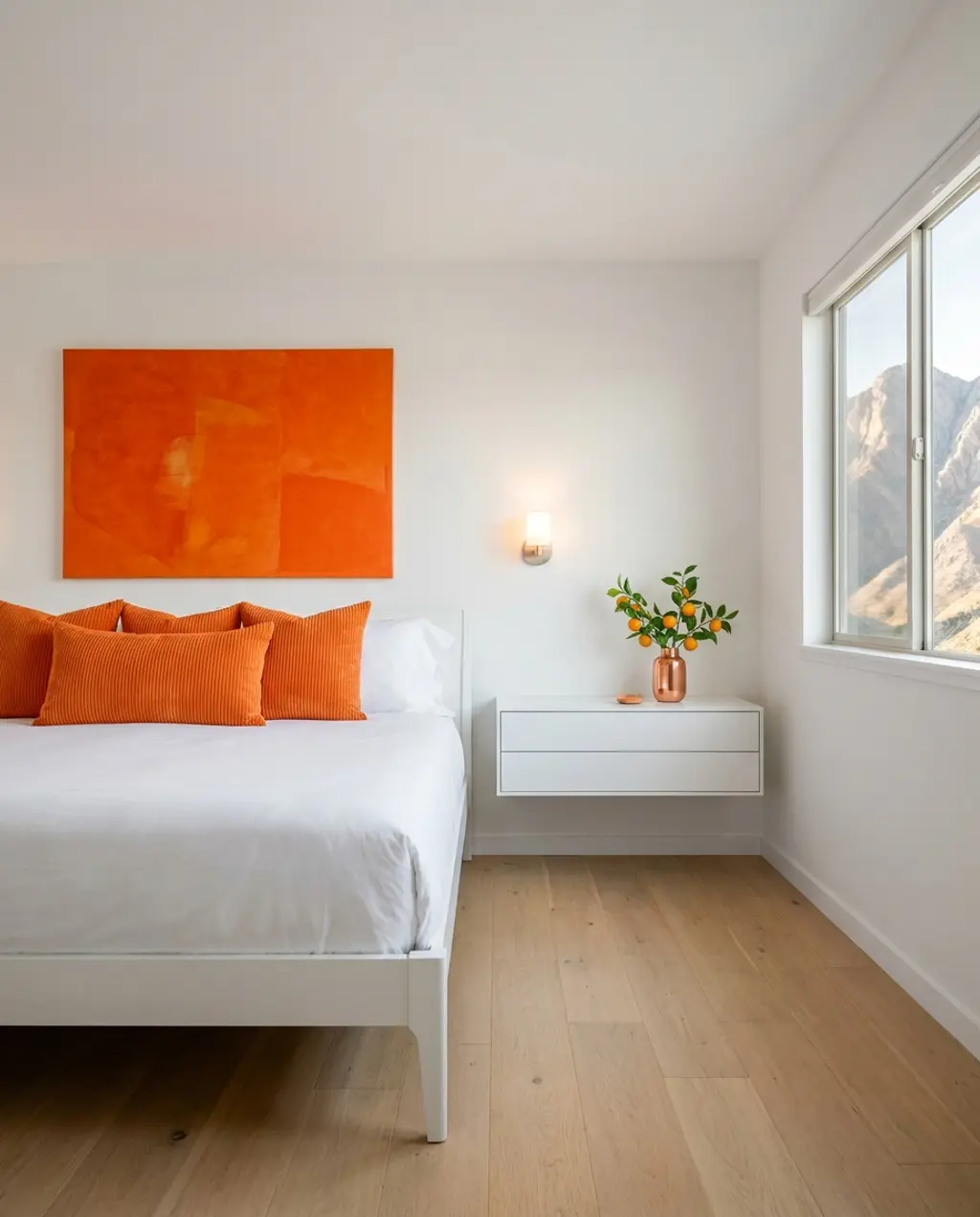 Refreshing Spring Bedroom with Citrus Pops of Color
