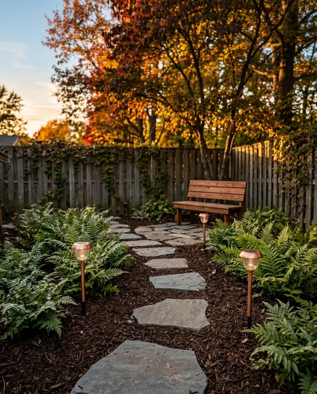 Small Woodland Garden with Ferns & Shade-Loving Plants — Budget Version