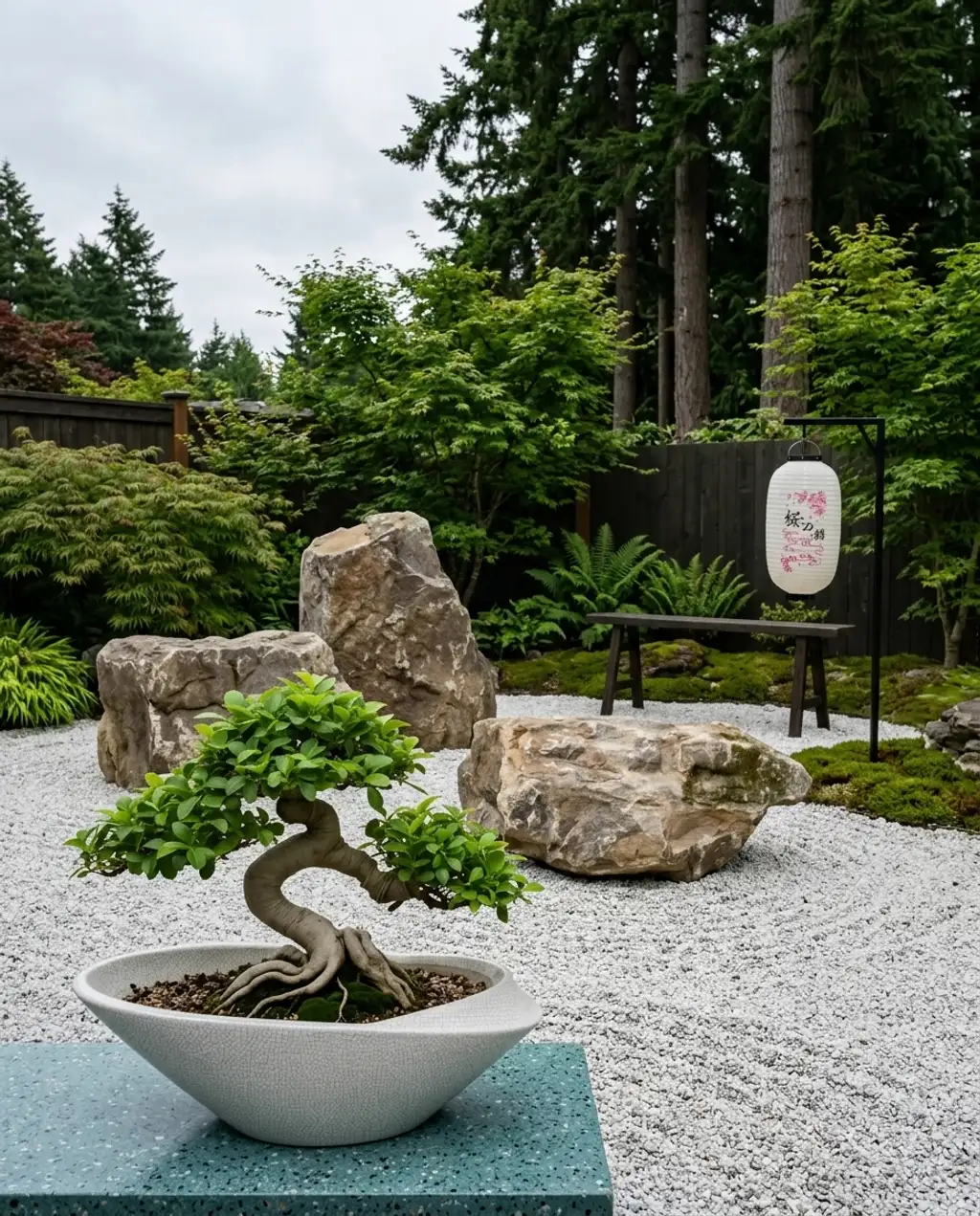 Zen Garden with Sculptural Rocks and Gravel Art — Budget Version