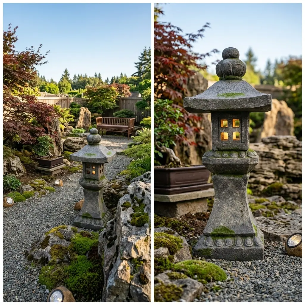 Japanese Stone Lantern Path Edge Lighting