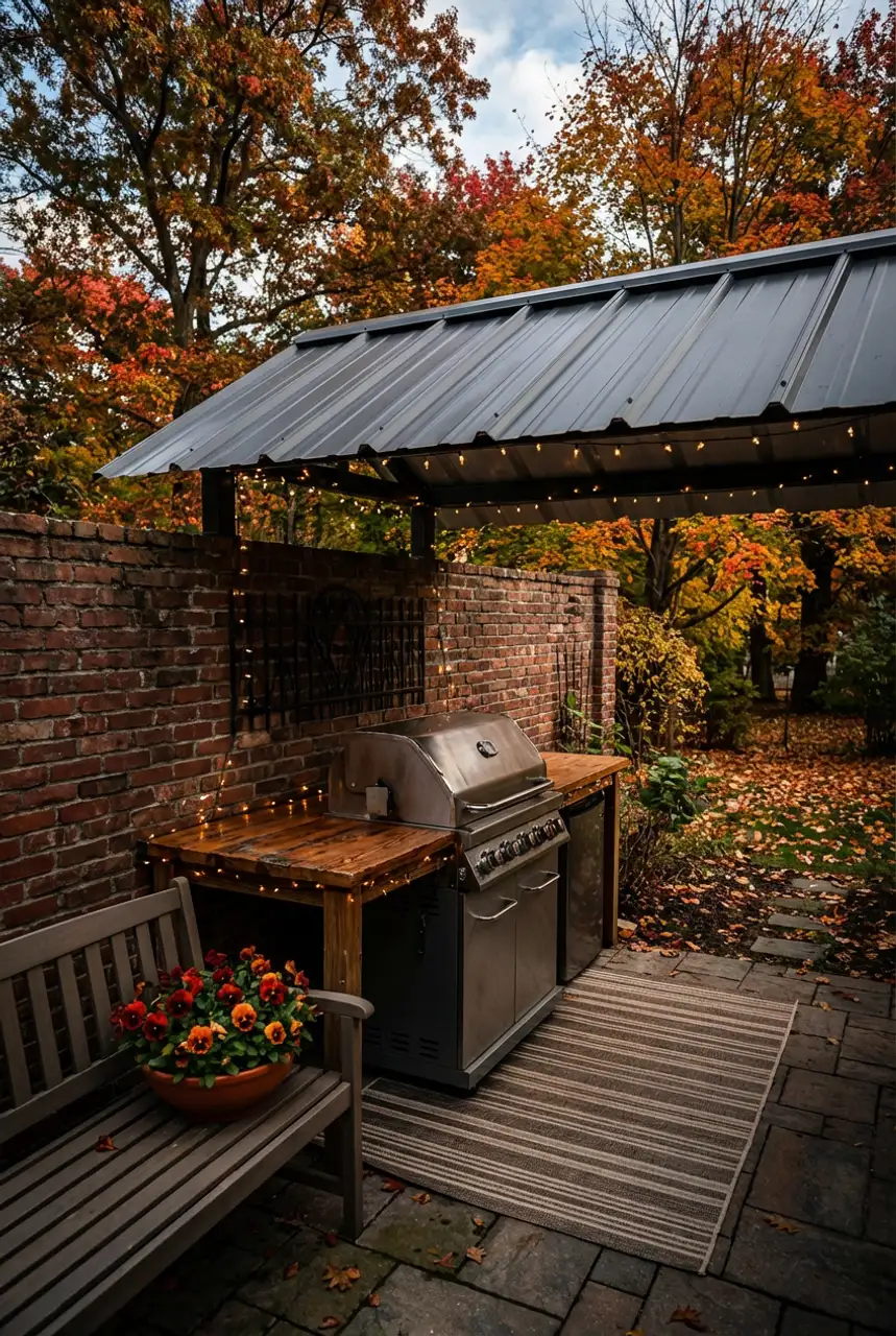 Small Covered BBQ Area with Industrial Flair