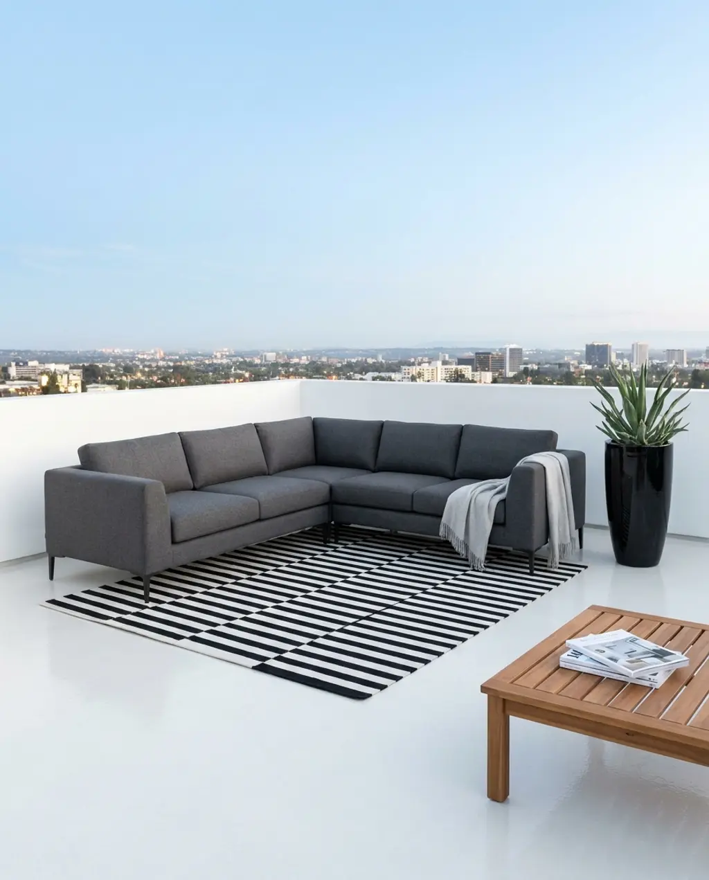 Sleek Black and White Modern Rooftop