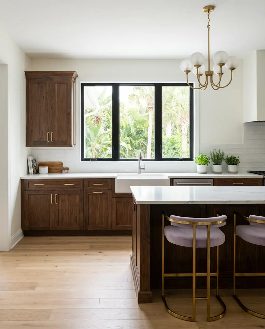 Dark Wood Kitchen with Subway Tile and Brass Hardware — Luxury Version
