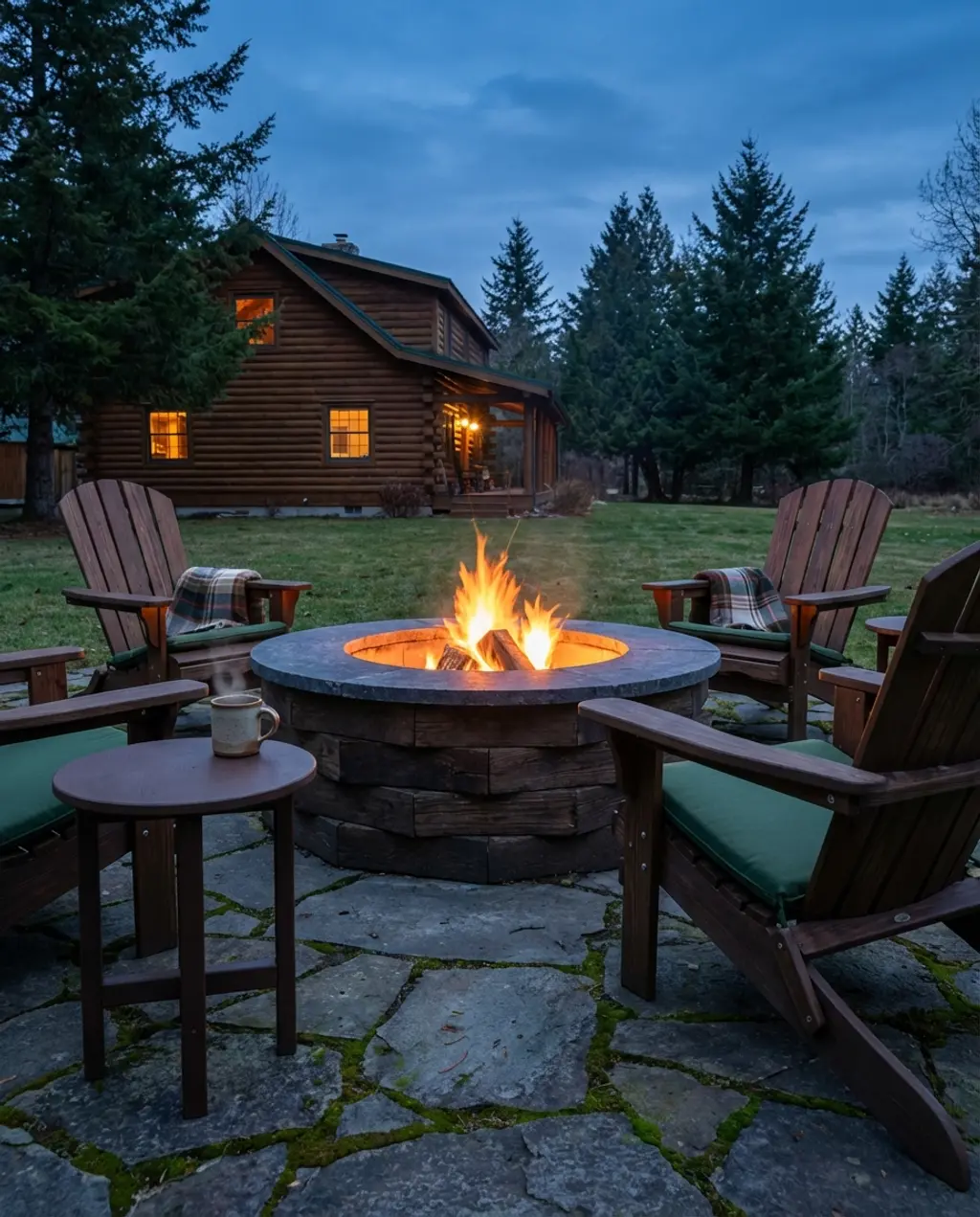 Rustic Log Cabin Fire Pit Gathering — Budget Version