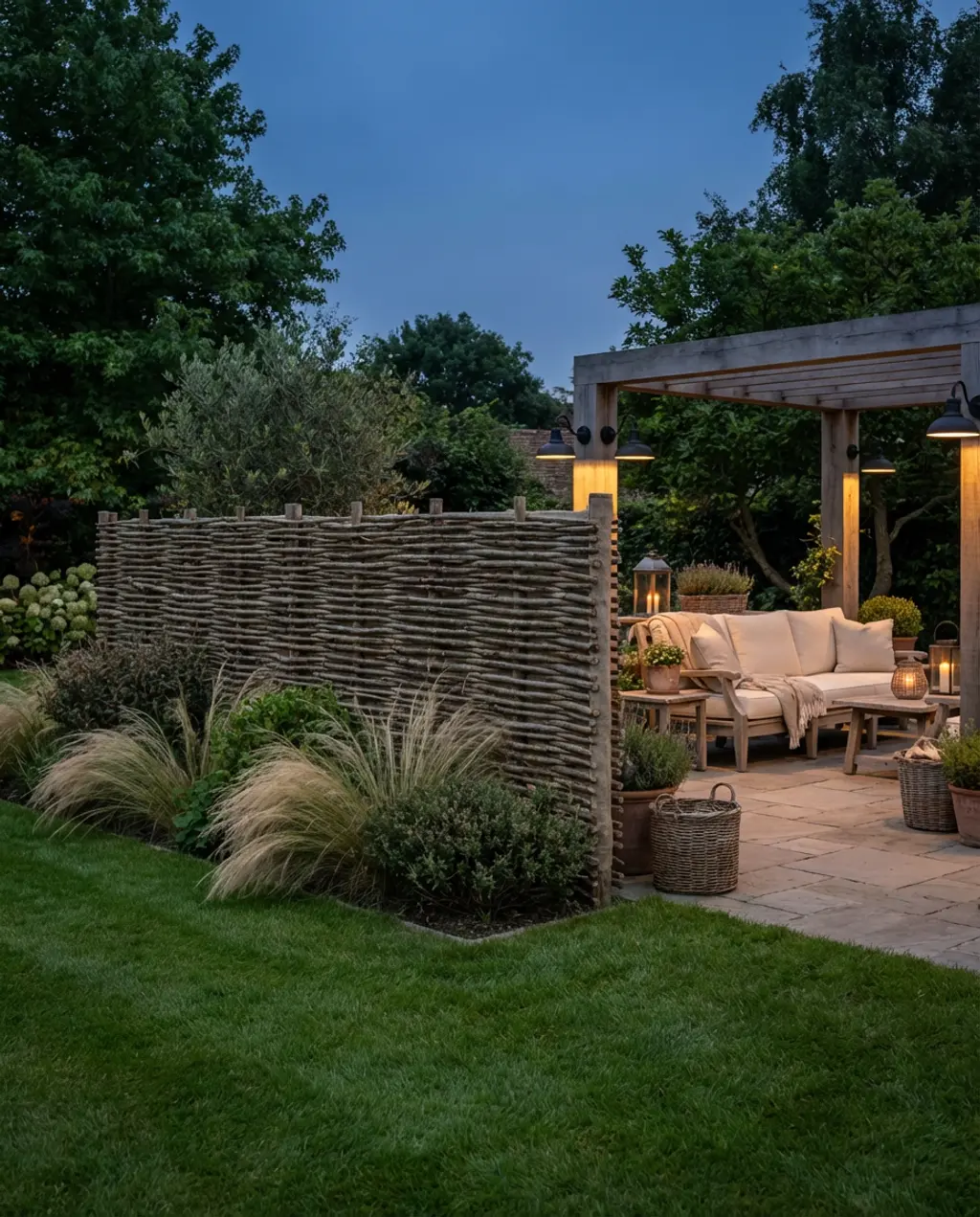 DIY Rustic Woven Branch Garden Fence