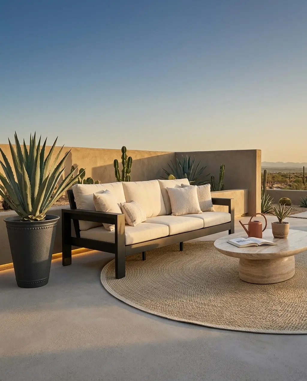 Minimalist Desert Landscape Outdoor Living Room — Luxury Version