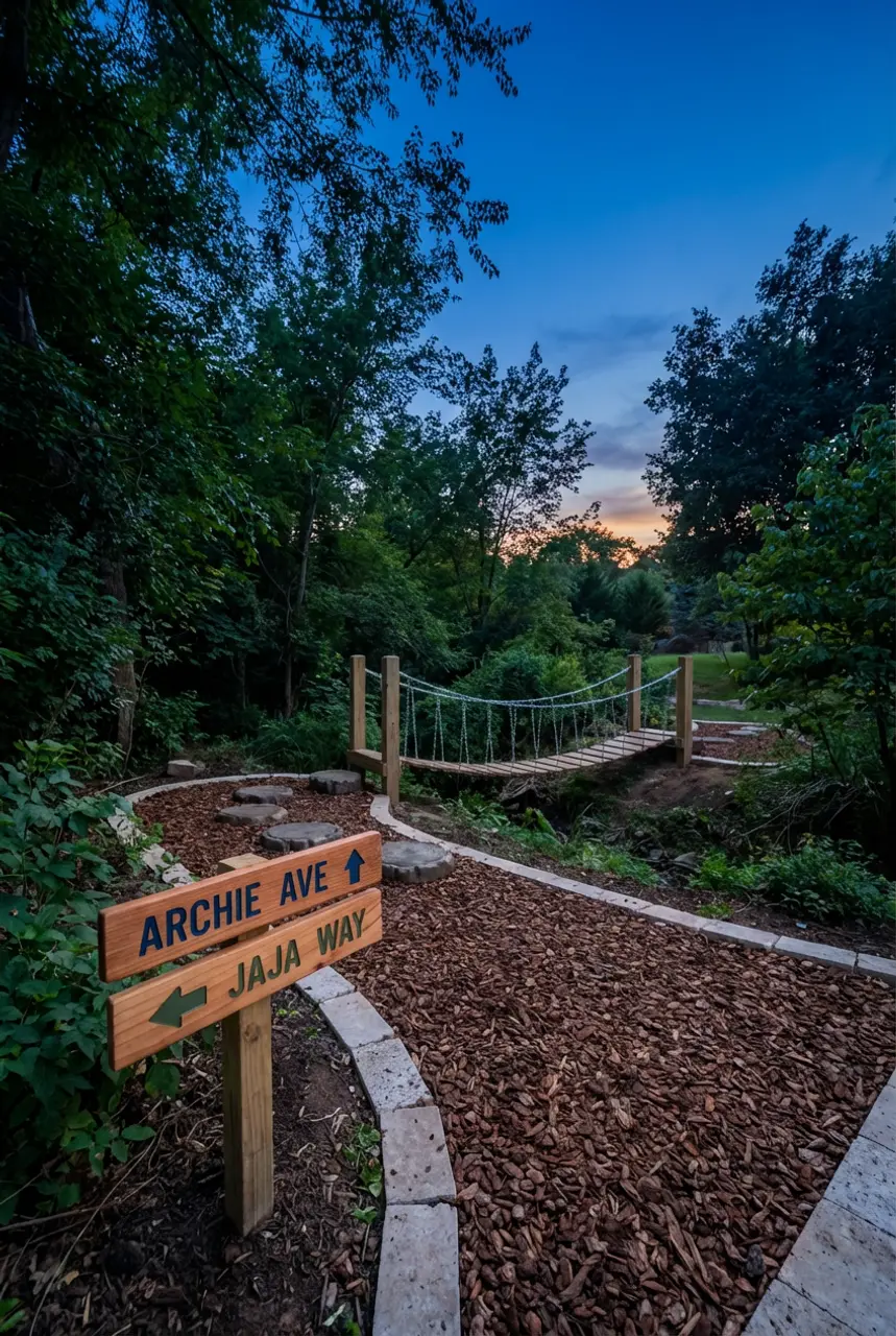 Adventure Trail with Rope Bridge & Stepping Logs