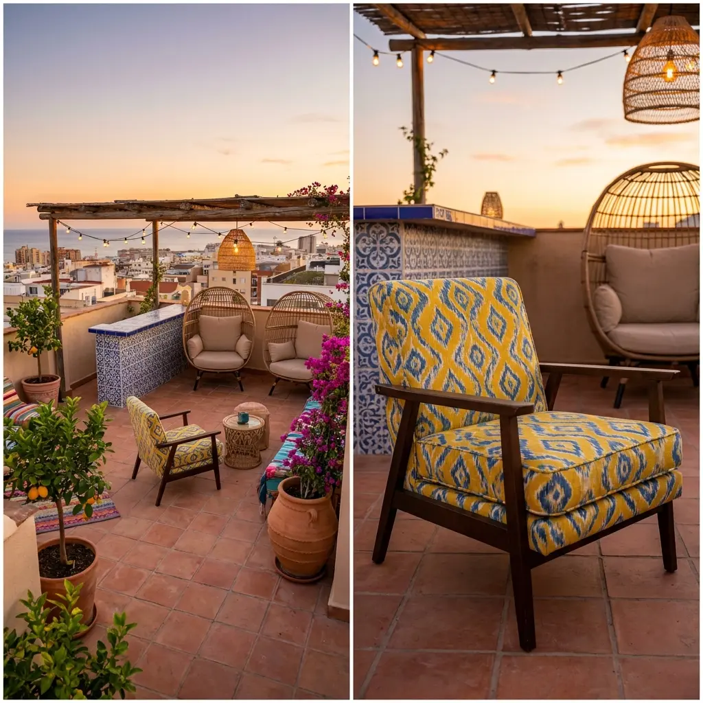 Lively Mediterranean Rooftop Bar Area