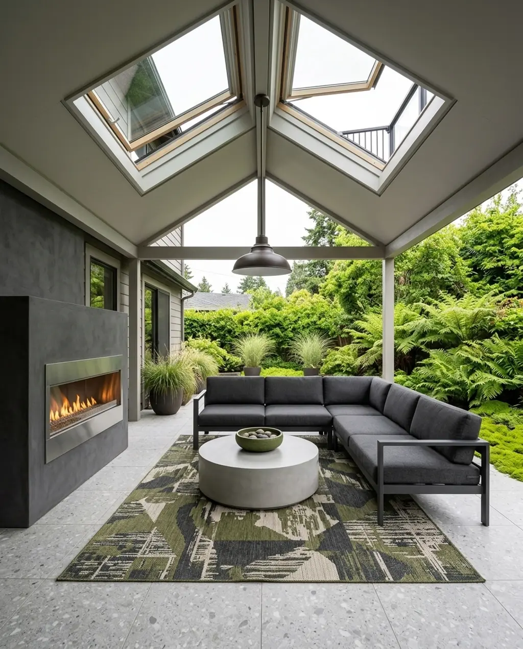 Modern Gabled Roof Patio Cover with Skylights — Budget Version
