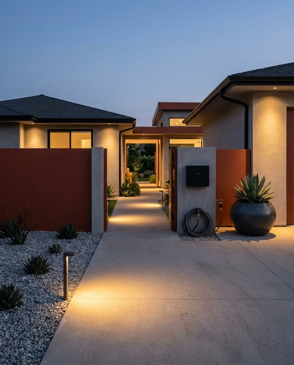 Modern Driveway Entrance with Minimalist Landscaping