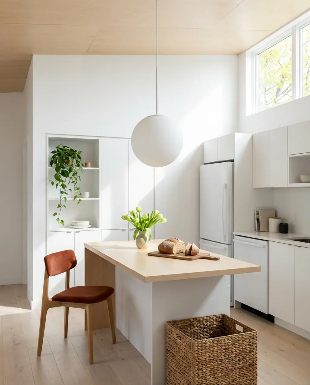 Apartment Kitchen with Scandinavian Vibes and Integrated Appliances