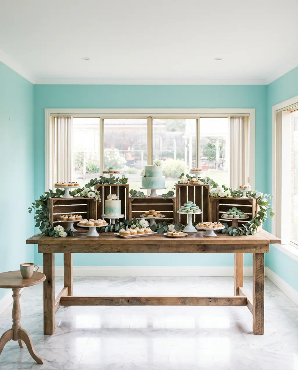 Rustic Luxe Dessert Table with Wooden Crates