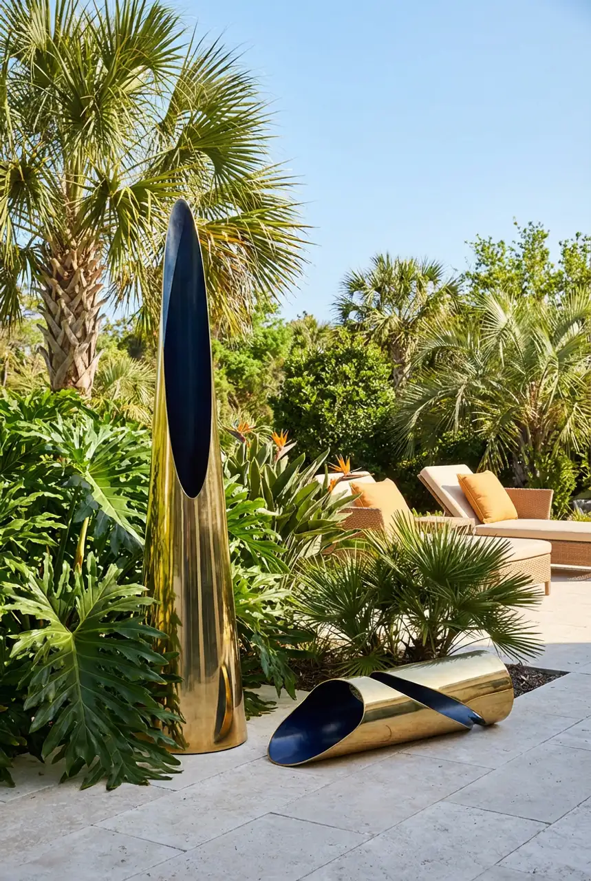 Modern Minimalist Garden Lighting with Sculptural Forms