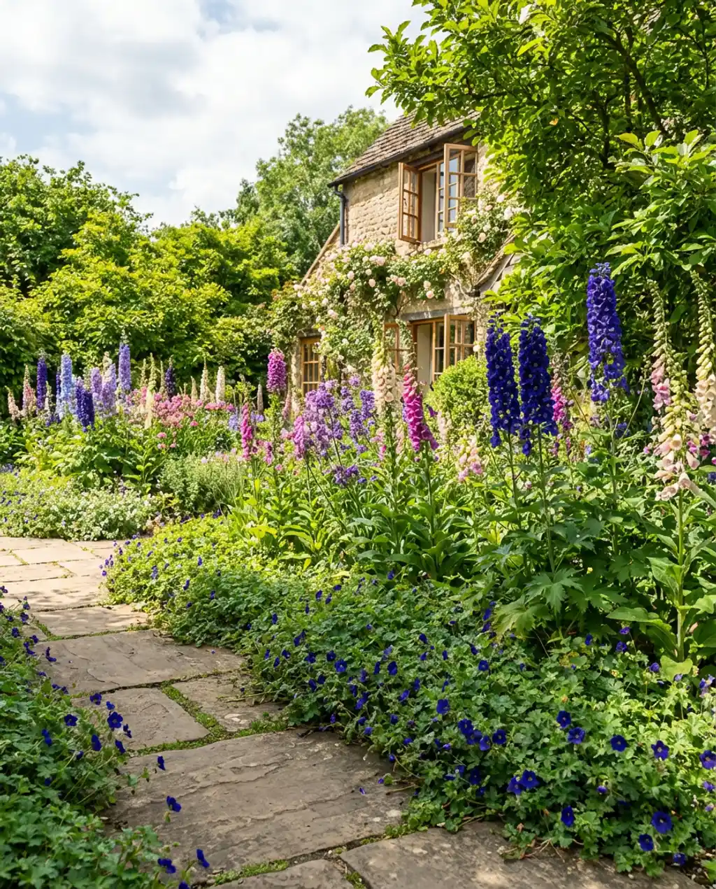 Mixed Border with Tall Spires and Low Creepers