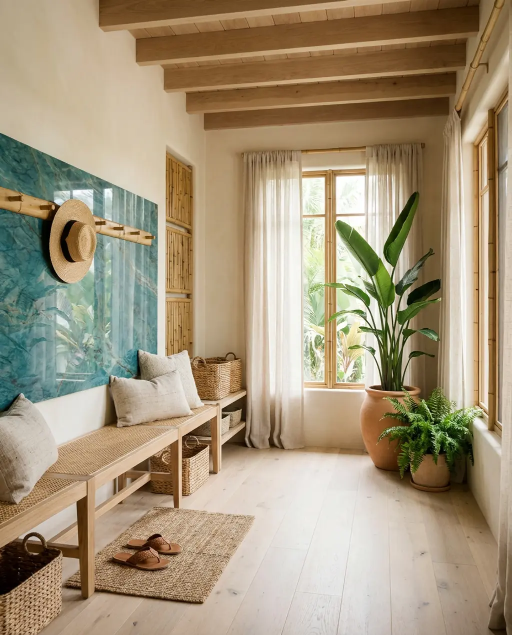 Resort-Style Tropical Mudroom