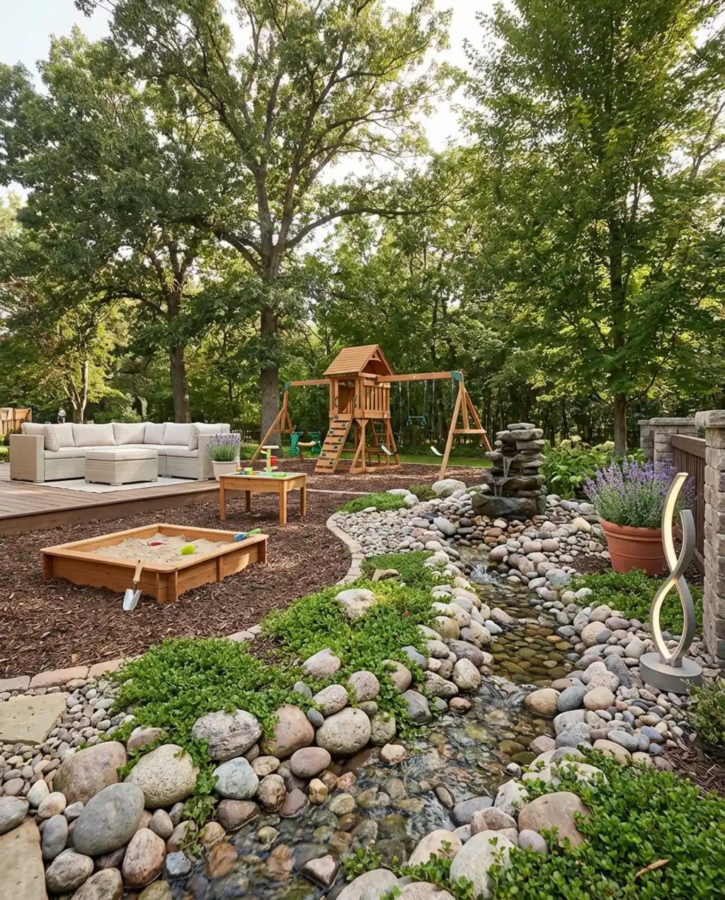 Pondless Water Feature & Rock Garden for Exploration