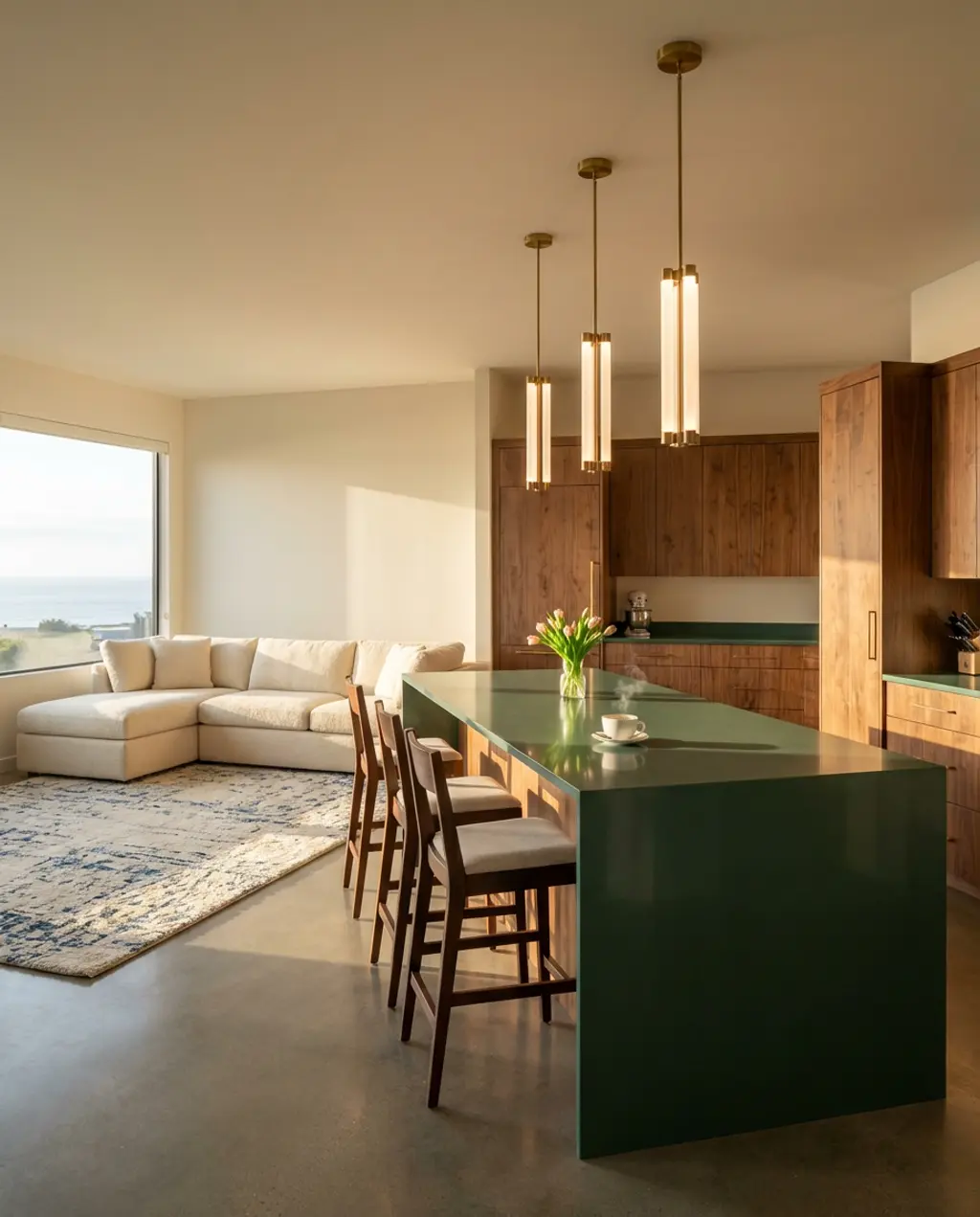 Open Plan with Statement Island and Cozy Living Nook