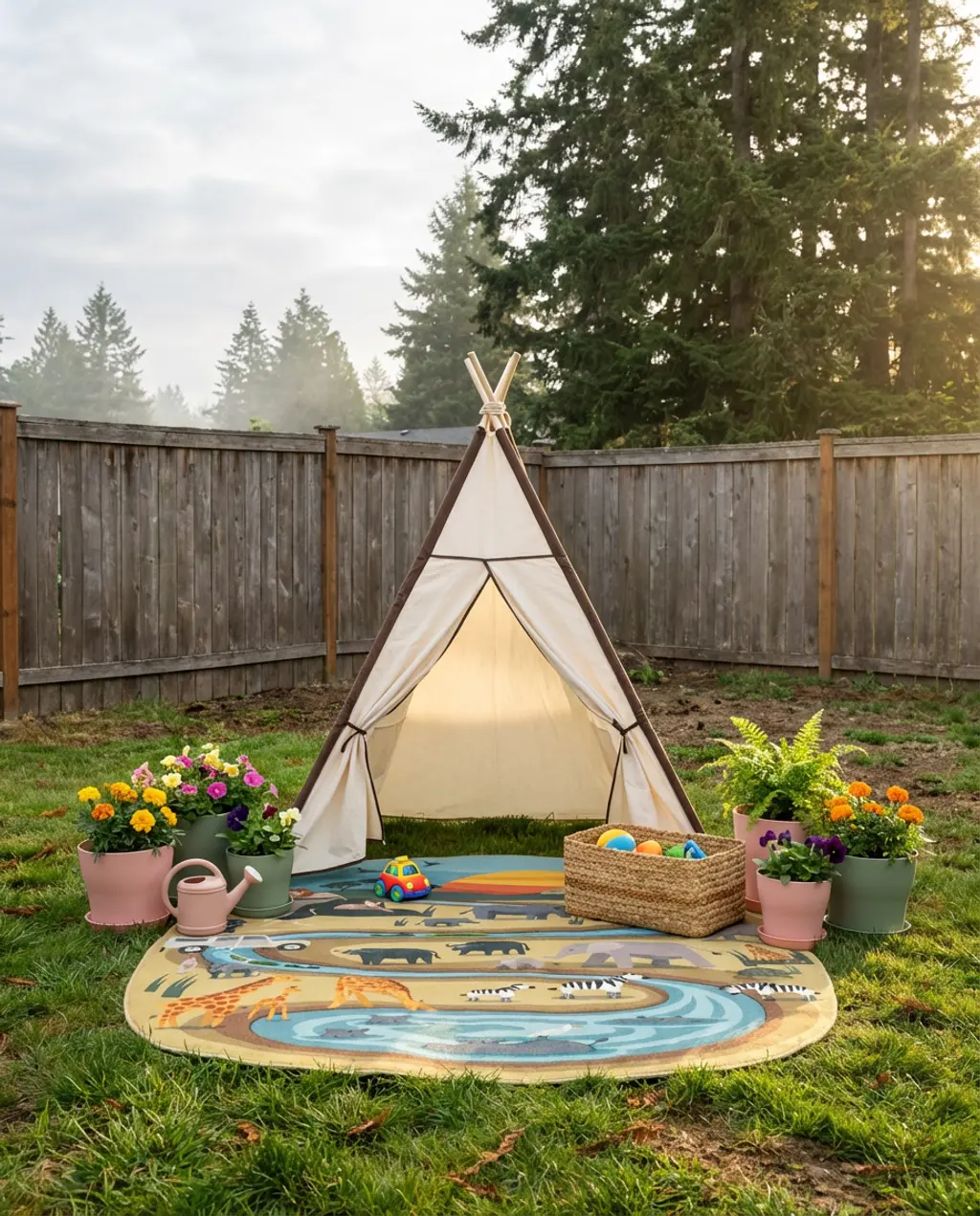 Kids' Enchanted Play Garden with Teepee