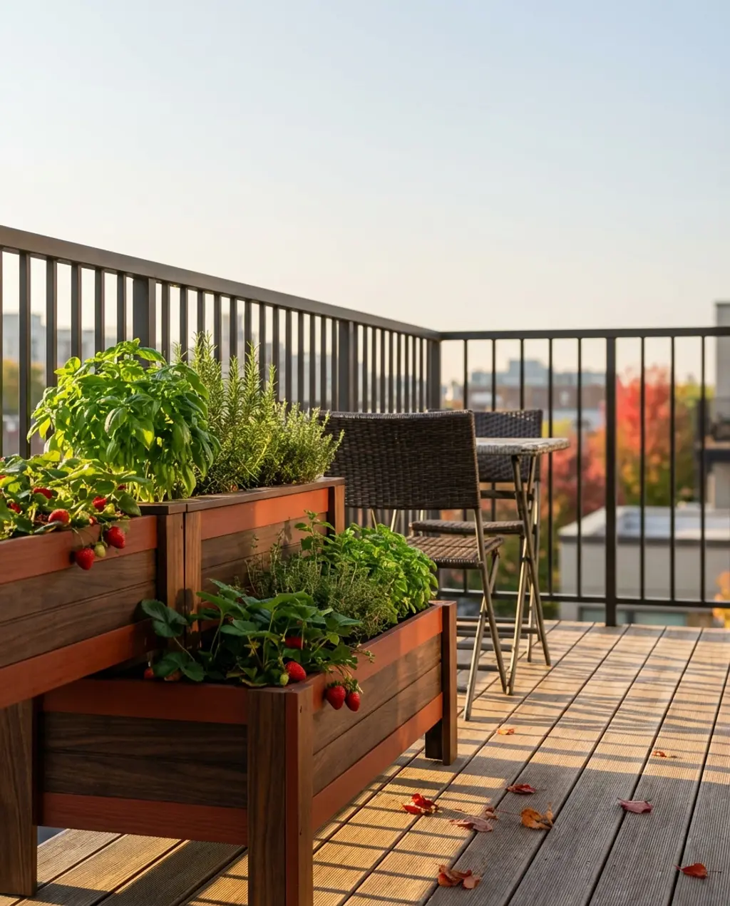 Compact Balcony Edible Garden with Tiered Planters