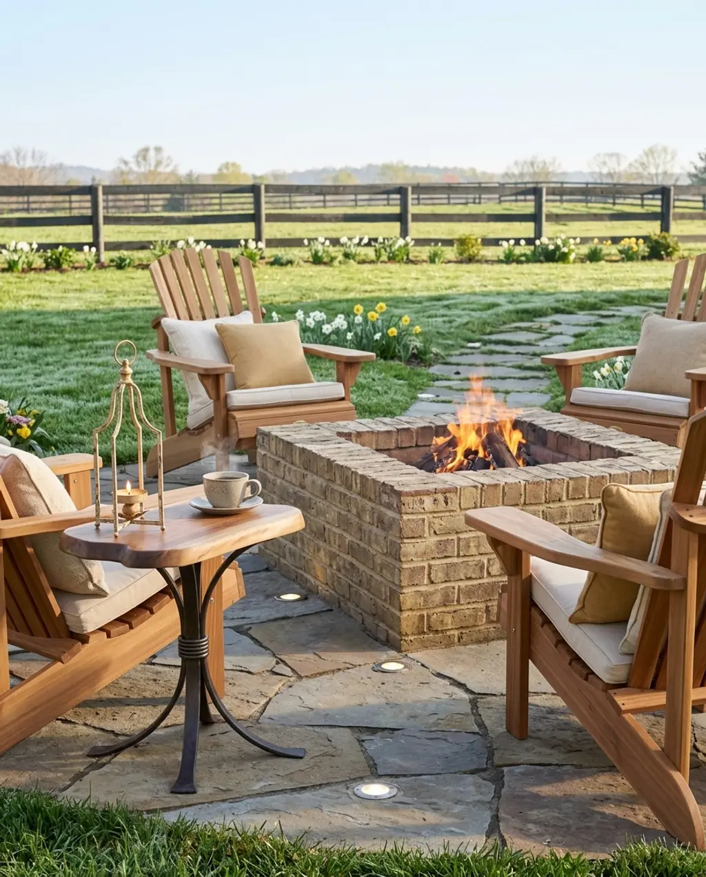 Rustic Farmhouse Brick Fire Pit Hearth