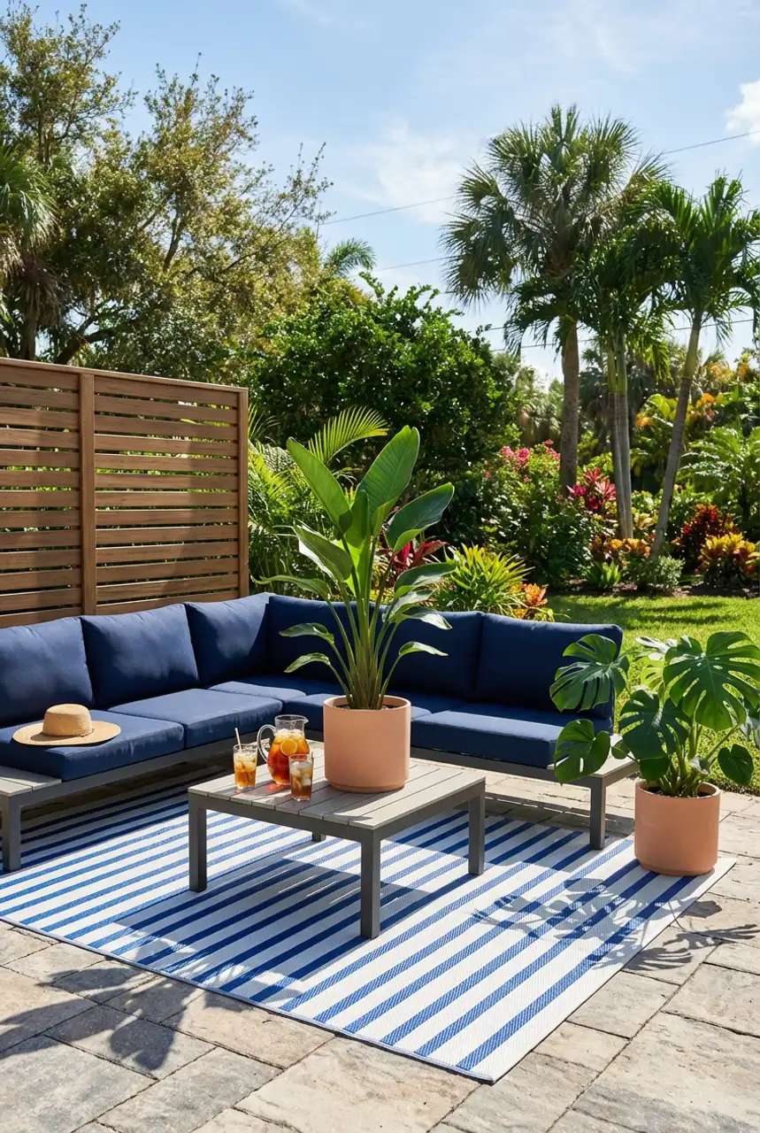 Chic Outdoor Living Space with Privacy Screen