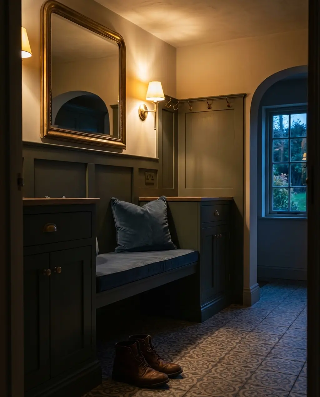 Elegant English Country Mudroom Entryway
