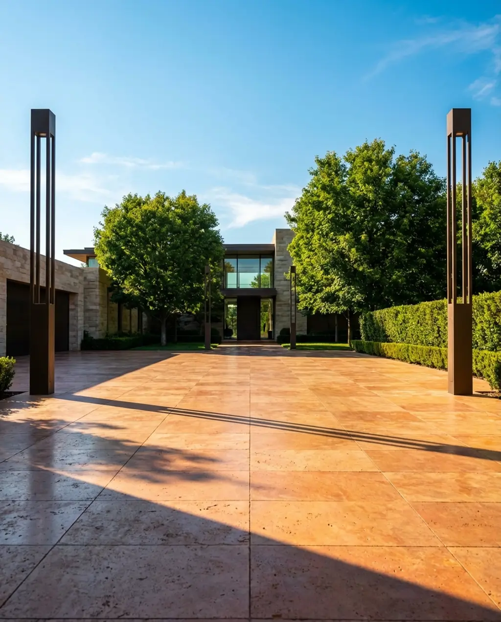 Grand Entrance Driveway for Large Properties with Statement Lighting