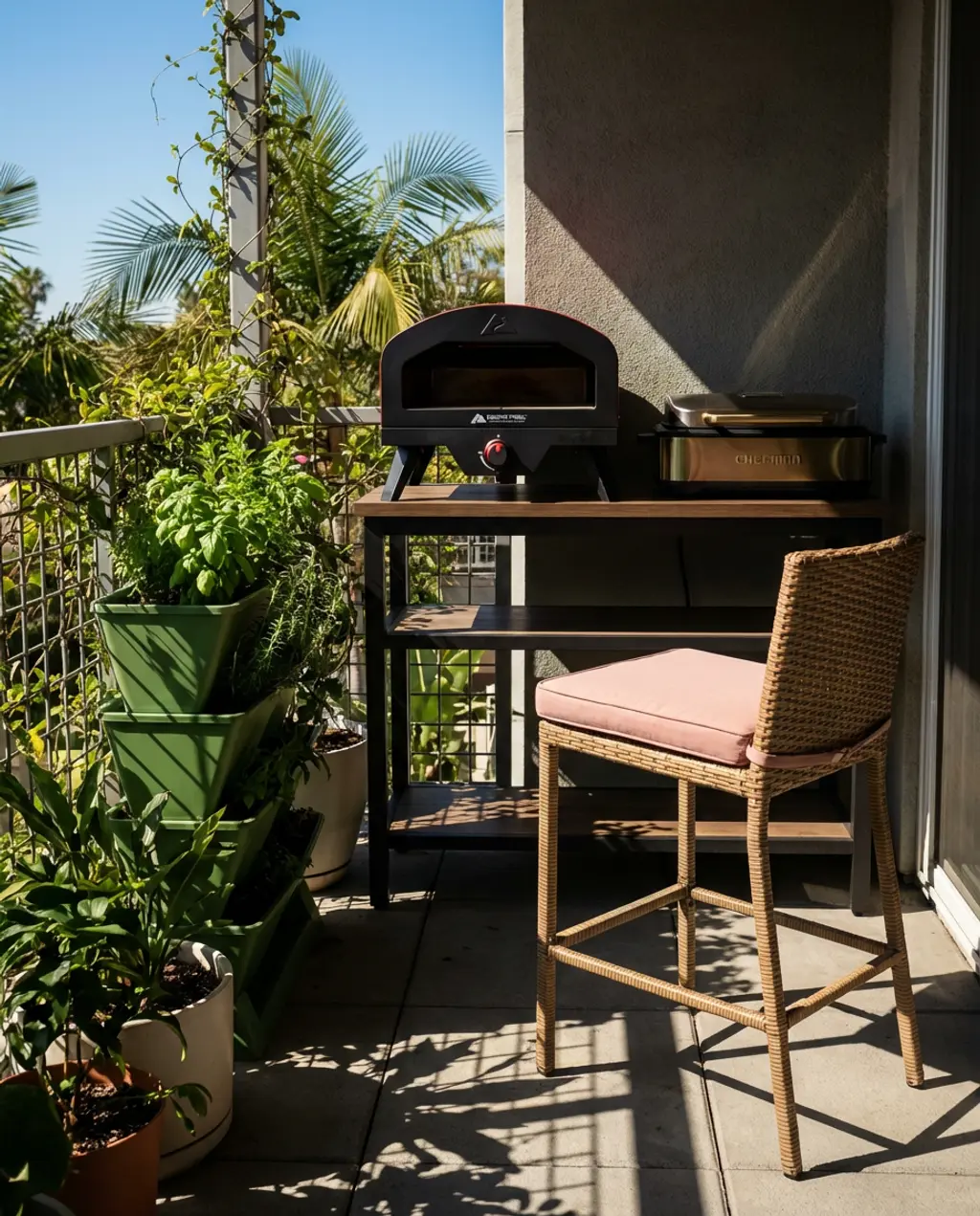 Small Space Urban Balcony BBQ & Pizza Oven
