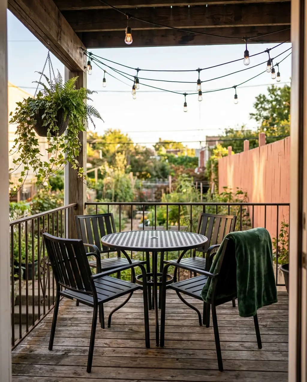 Charming Cafe-Inspired Balcony Outdoor Dining