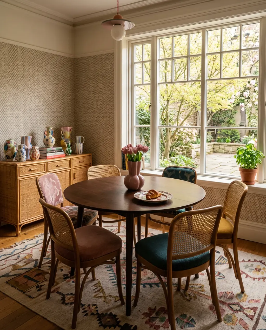 Bold Patterned Fabric Dining Chairs