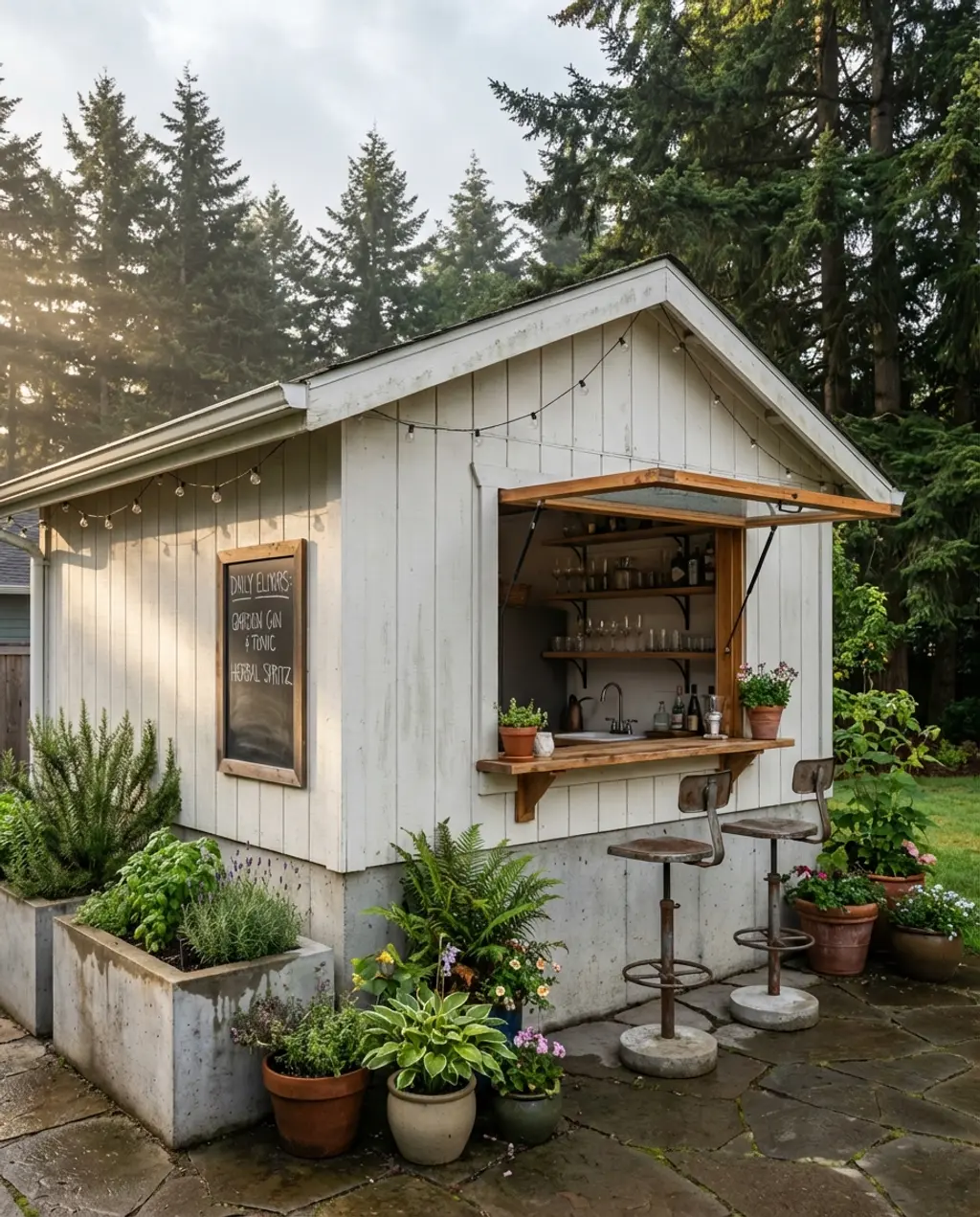 Garden Shed with Outdoor Bar Window