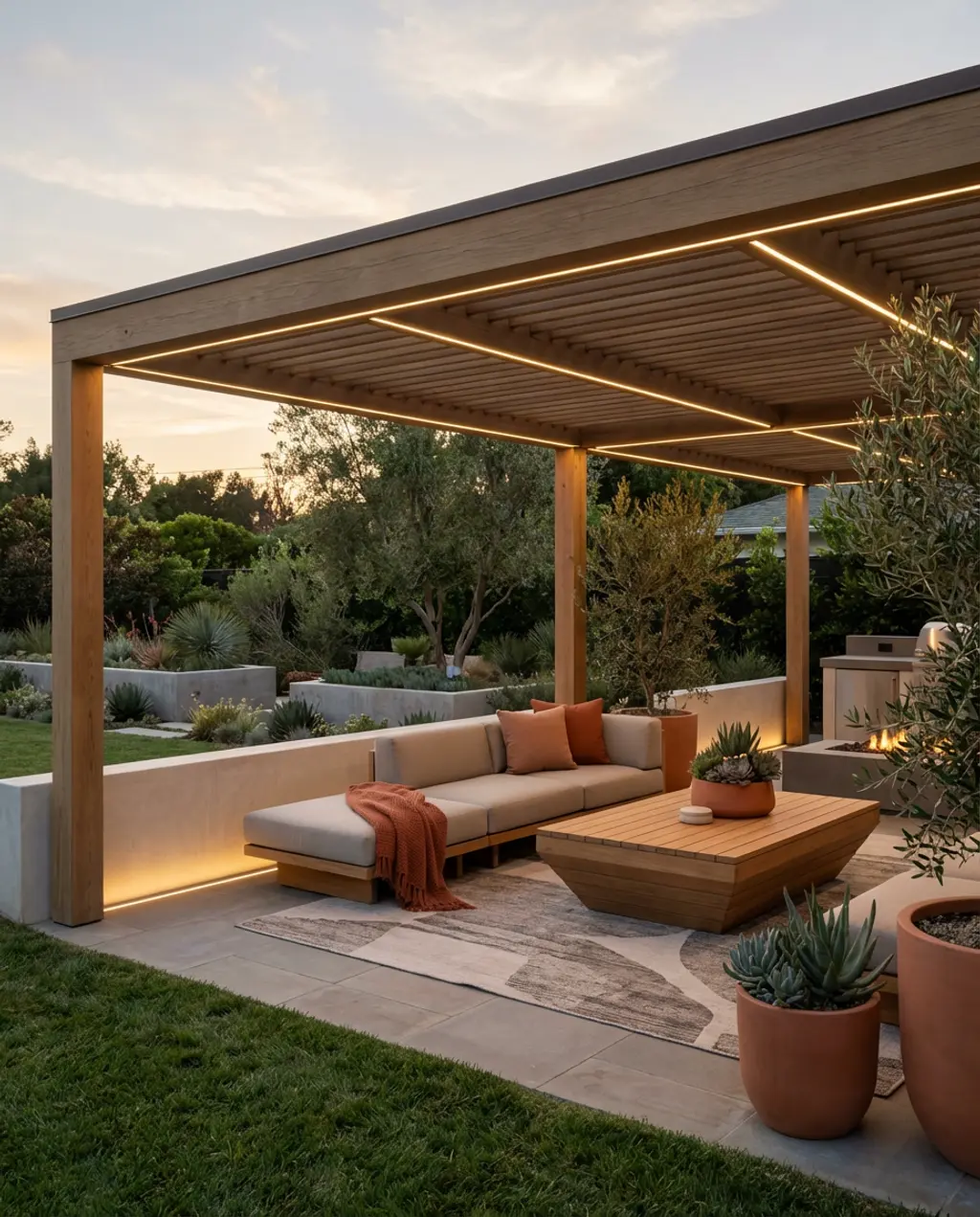 Sophisticated Courtyard with Architectural Lighting
