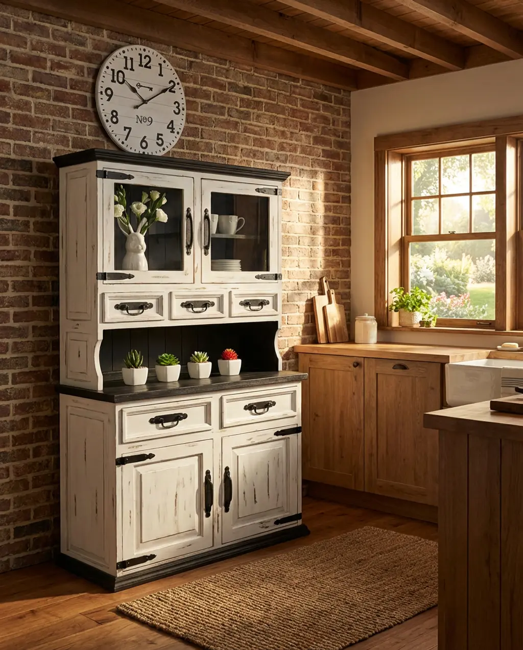 Farmhouse Easter Kitchen Hutch Display