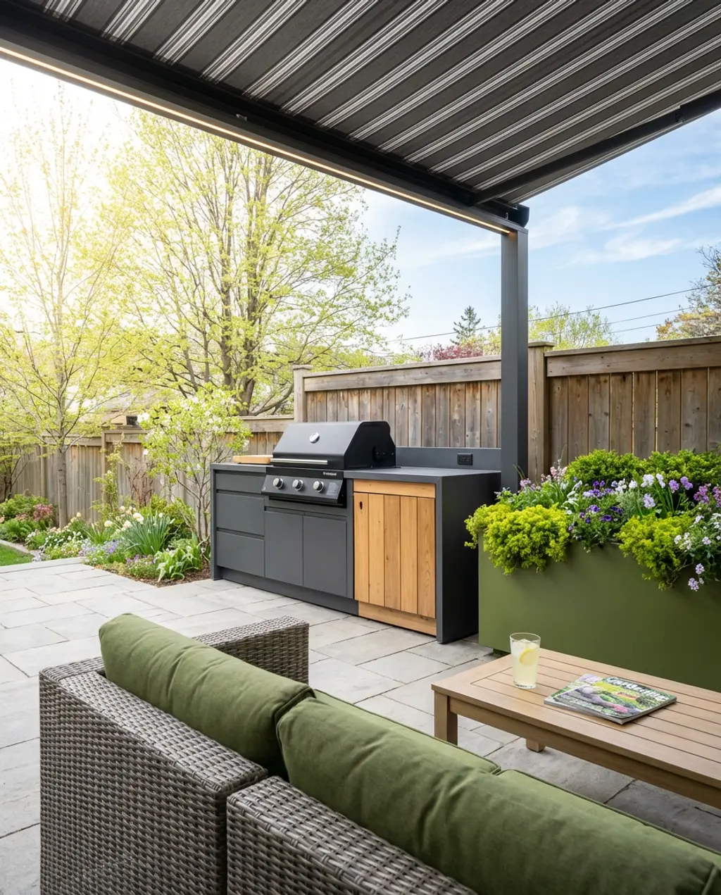 Small Covered Grill Area with Vertical Garden Roof
