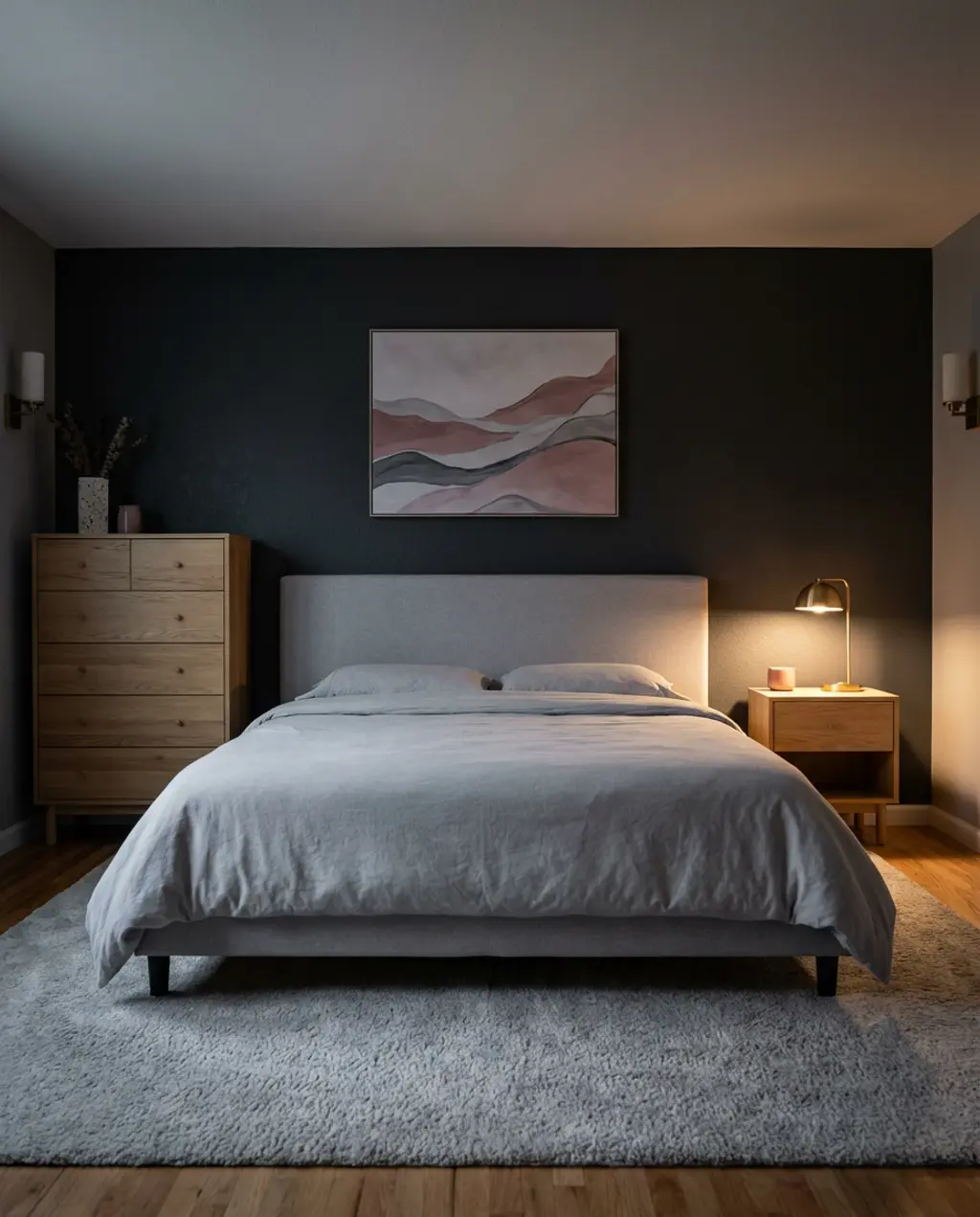 Sophisticated Gray and Wood Bedroom