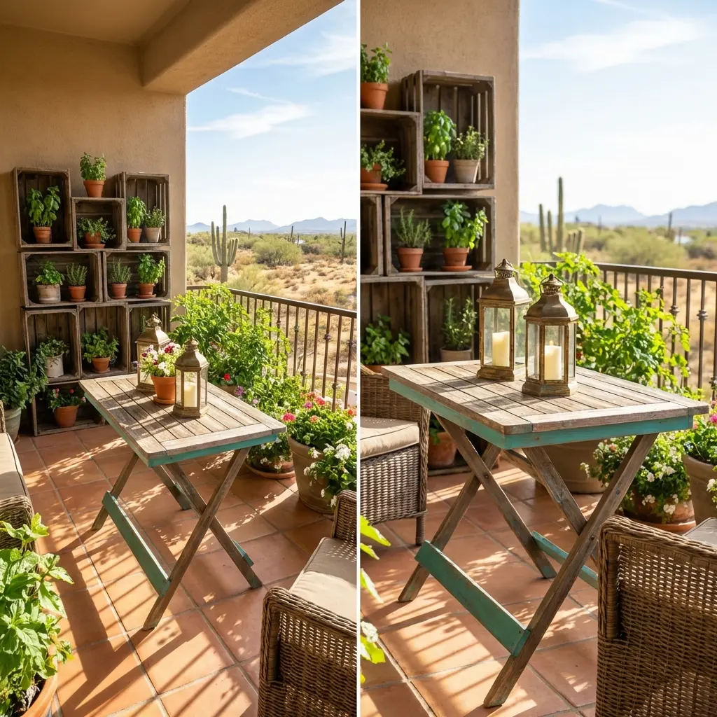 Small Balcony Garden Oasis with Herb Wall