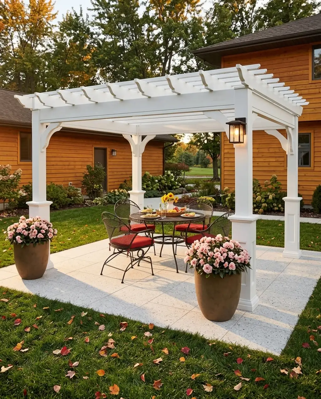 Sophisticated Latticework Gazebo with Potted Plants