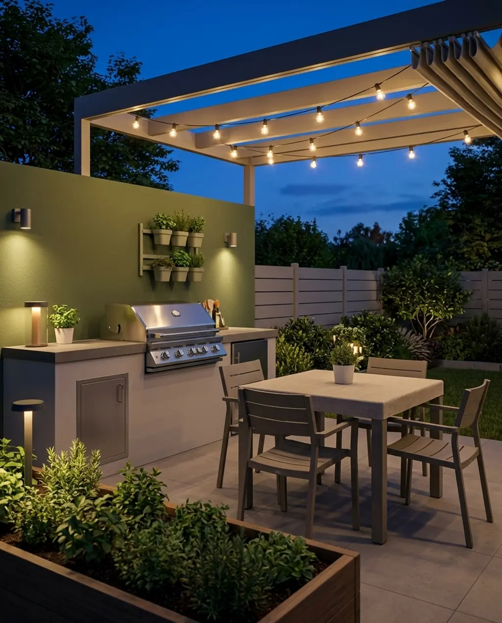 Compact Outdoor Kitchenette & Dining Nook