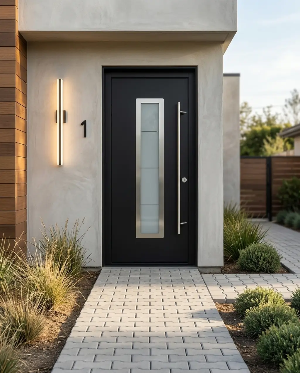 Contemporary Interlocking Concrete Pavers for a Sleek Front Walkway