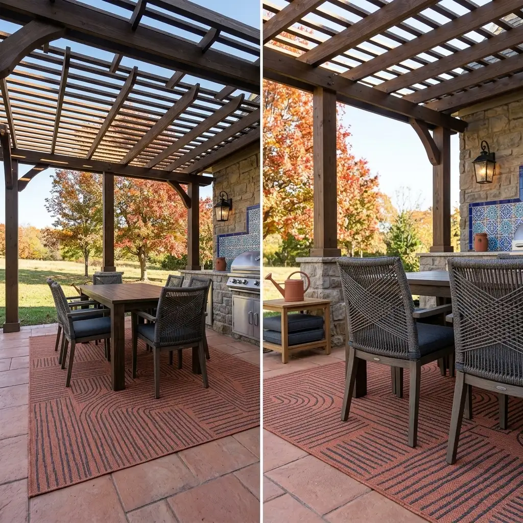 Mediterranean Inspired BBQ Area with Pergola Roof