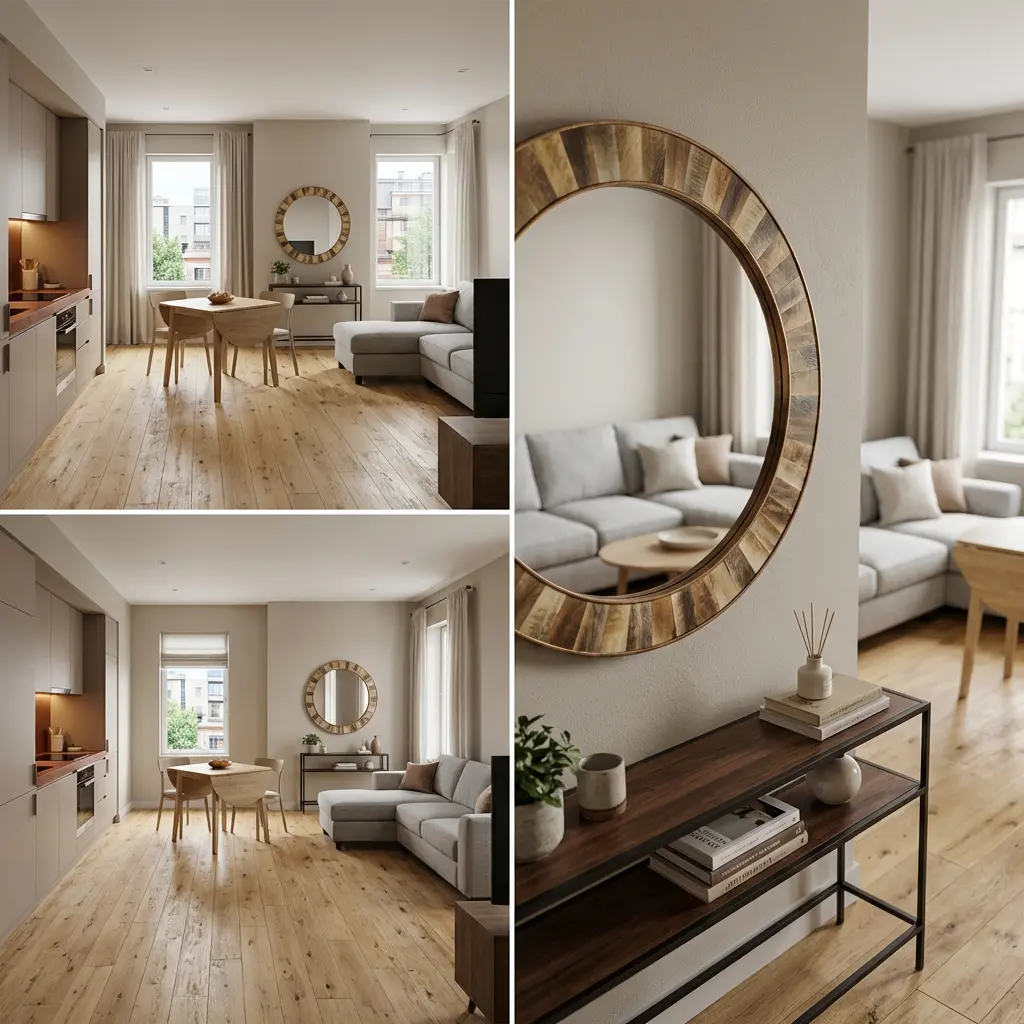 Small Apartment Open Kitchen Living Room with Compact Design