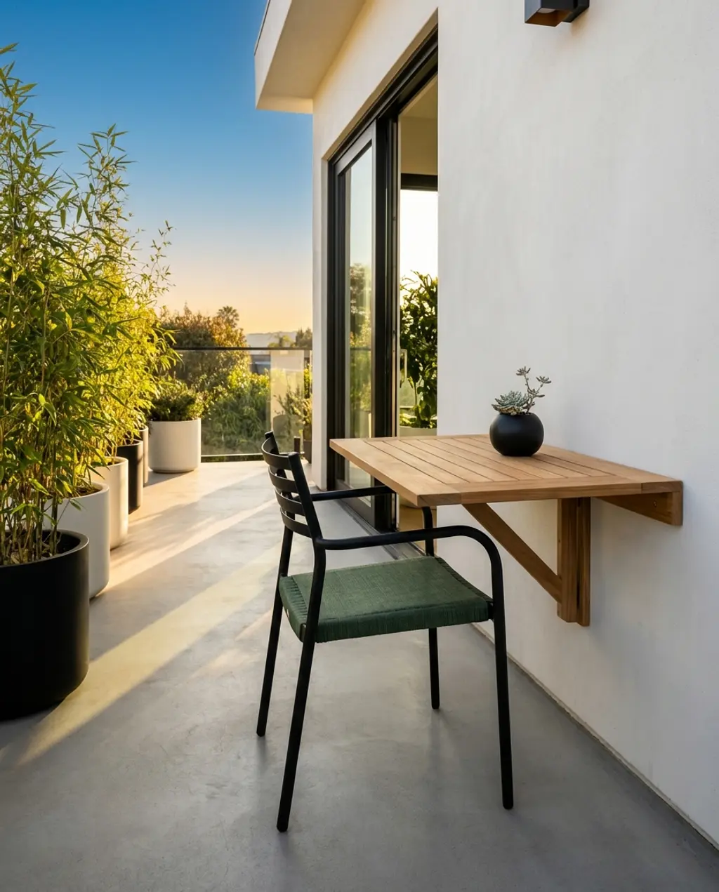 Modern Scandinavian Balcony with Fold-Down Table — Luxury Version